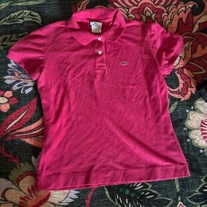 🐊 Lacoste Pink Polo Shirt Size 44 Classic Crocodile Logo